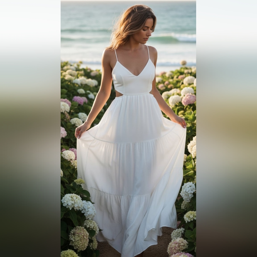 White Spring Maxi Dress Spaghetti Strap Medium By And Now This